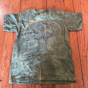The Mountain Celtic Tree sun moon Green Cotton Shirt S youth 8